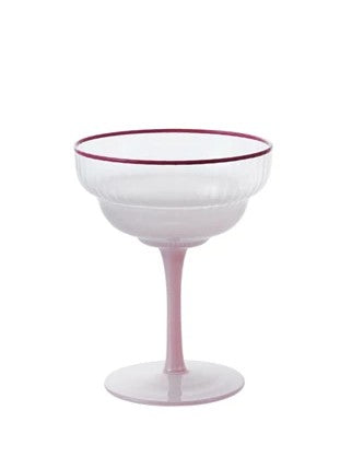 Fluted Stemmed Coupe Glass with Colored Rim — alternate view 5