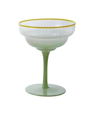 Fluted Stemmed Coupe Glass with Colored Rim — alternate view 6