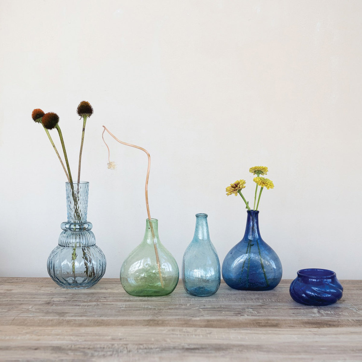 Embossed Glass Vase, Blue — alternate view 2