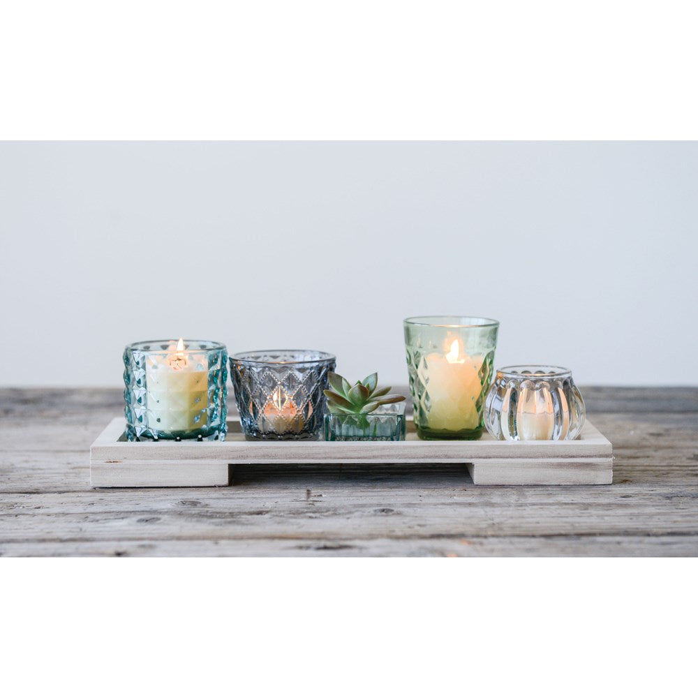 Wood Tray w/ 5 Glass Votive/Tealight Holders, Boxed Set of 6 — alternate view 3