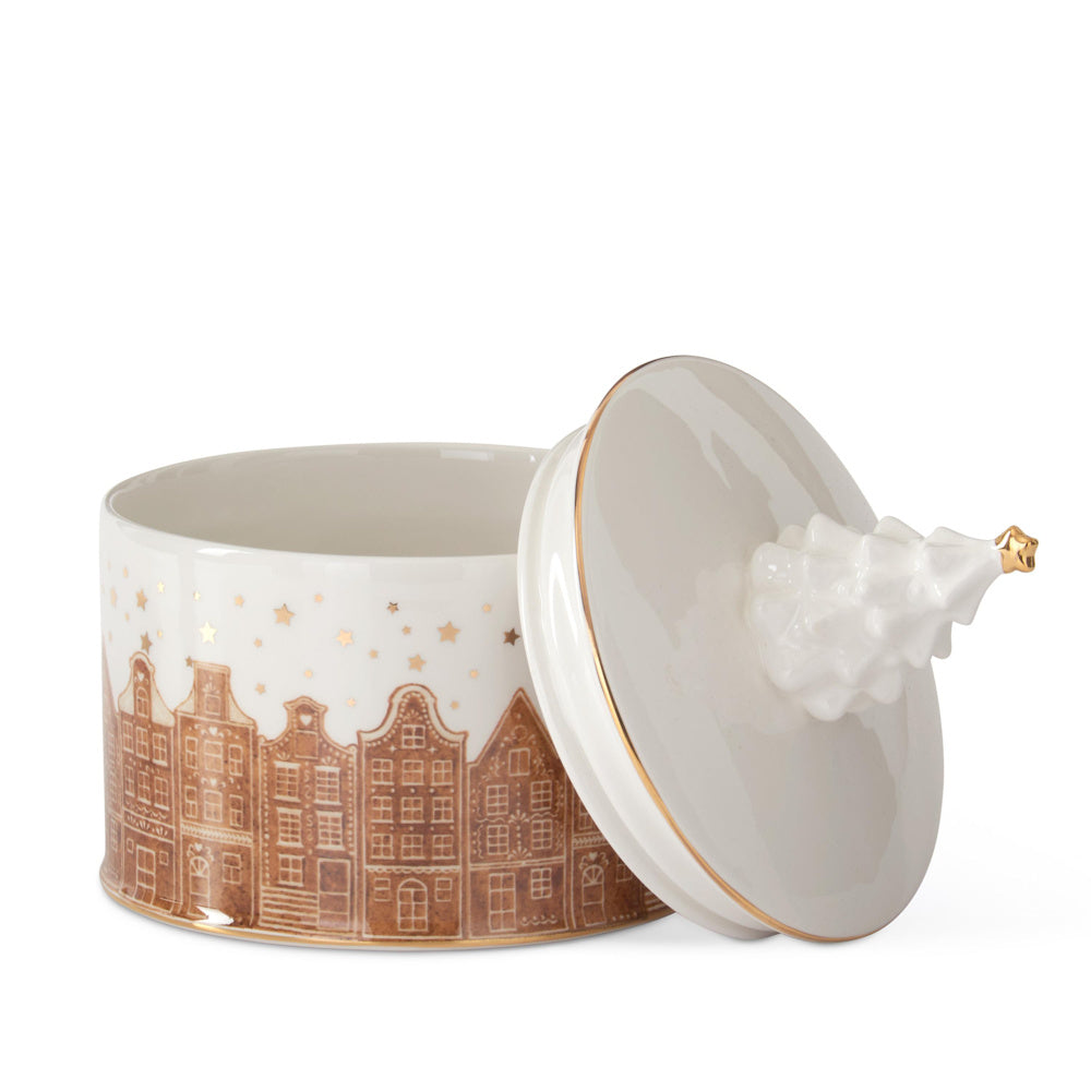 Dolomite Holiday Container with Cityscape & Christmas Tree Lid — alternate view 2
