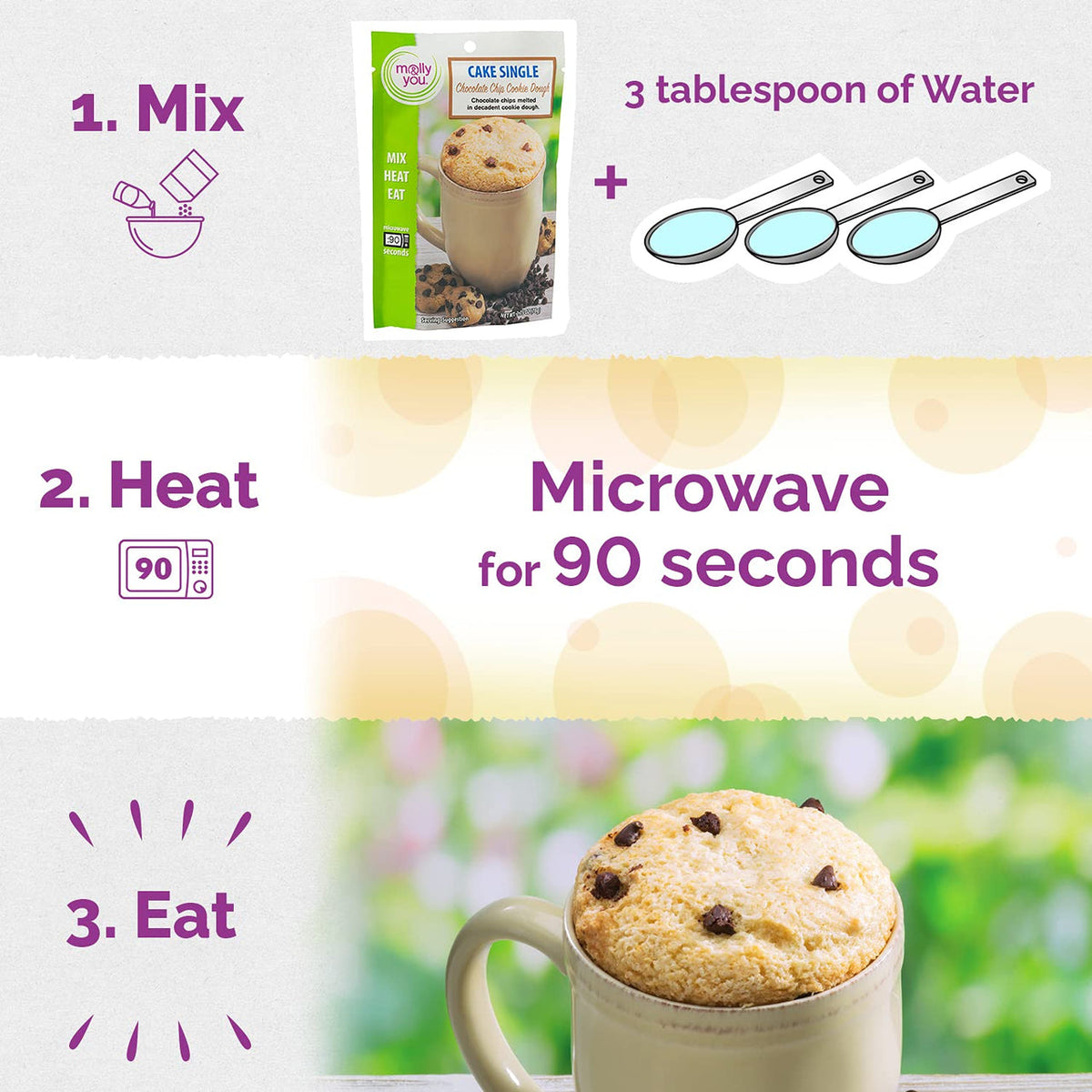 Chocolate Chip Cookie Dough Cake Microwave Single Serve — alternate view 2