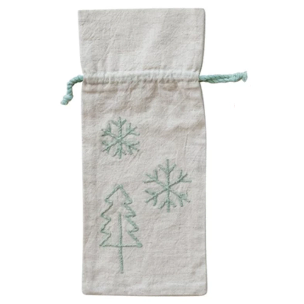 Drawstring Wine Bag with Embroidered Holiday Icon — alternate view 3