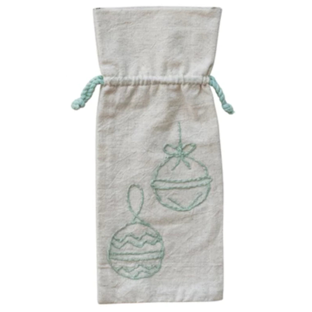 Drawstring Wine Bag with Embroidered Holiday Icon — alternate view 7