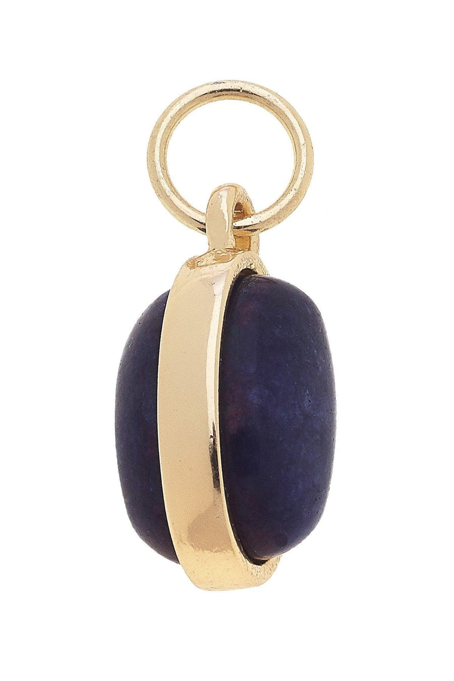 Charm in Shiny Gold Navy Dyed Jade Gemstone
