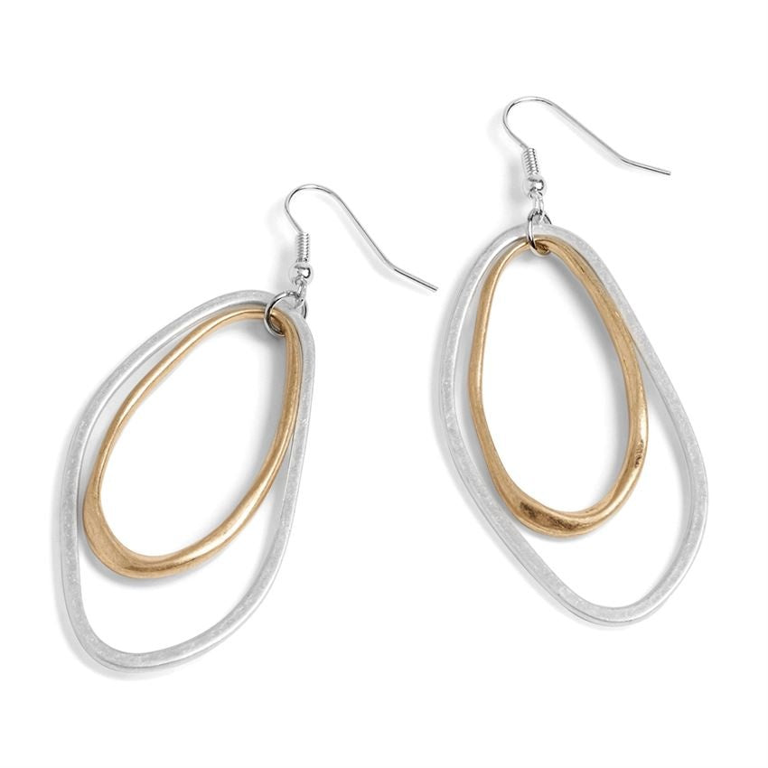 Mixed Metal Double Hoop Earrings-2