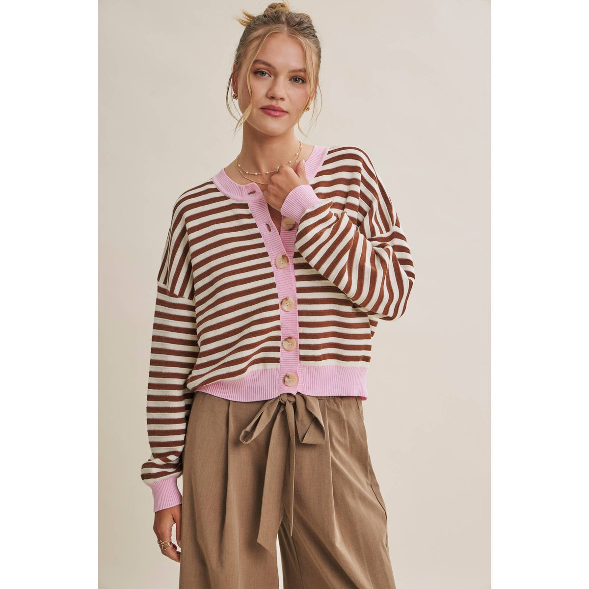 Striped Cotton Cardigan — alternate view 5