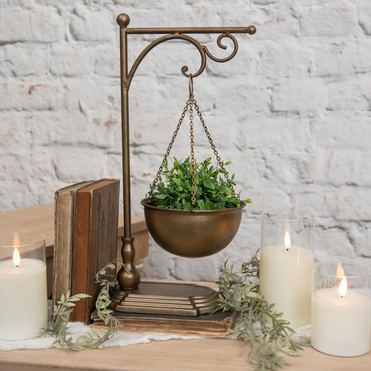 Gold Hanging Bowl On Stand — alternate view 2