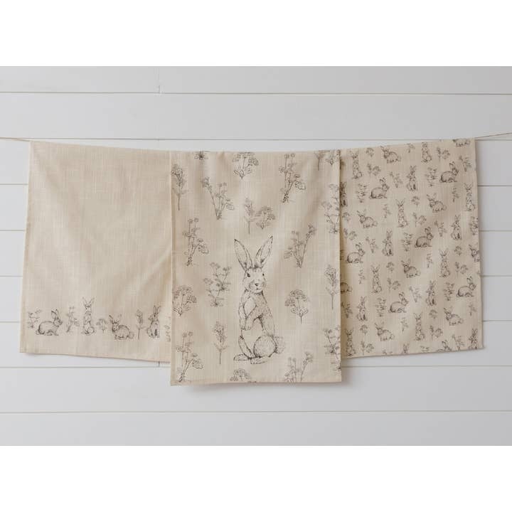 Rabbit and Wildflowers Tea Towel (3 Styles)