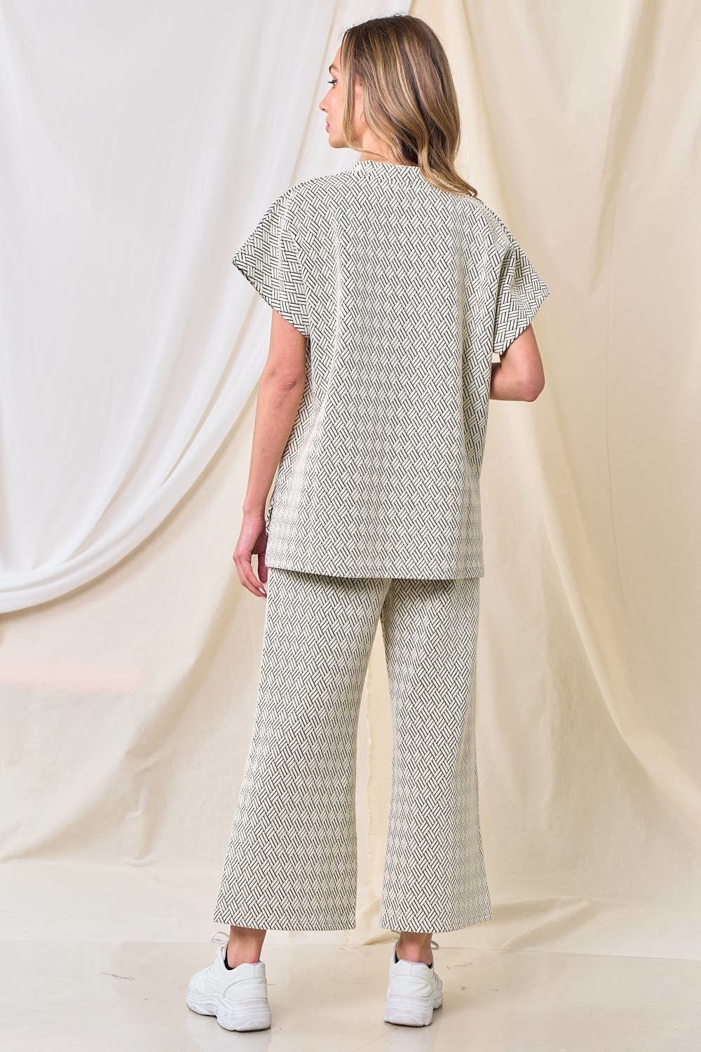 Textured Short Sleeve Sweatshirts Lounge Wear Top — alternate view 6