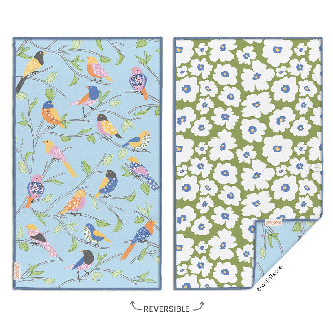 Floral Finch & Friends Microfiber Kitchen Towel