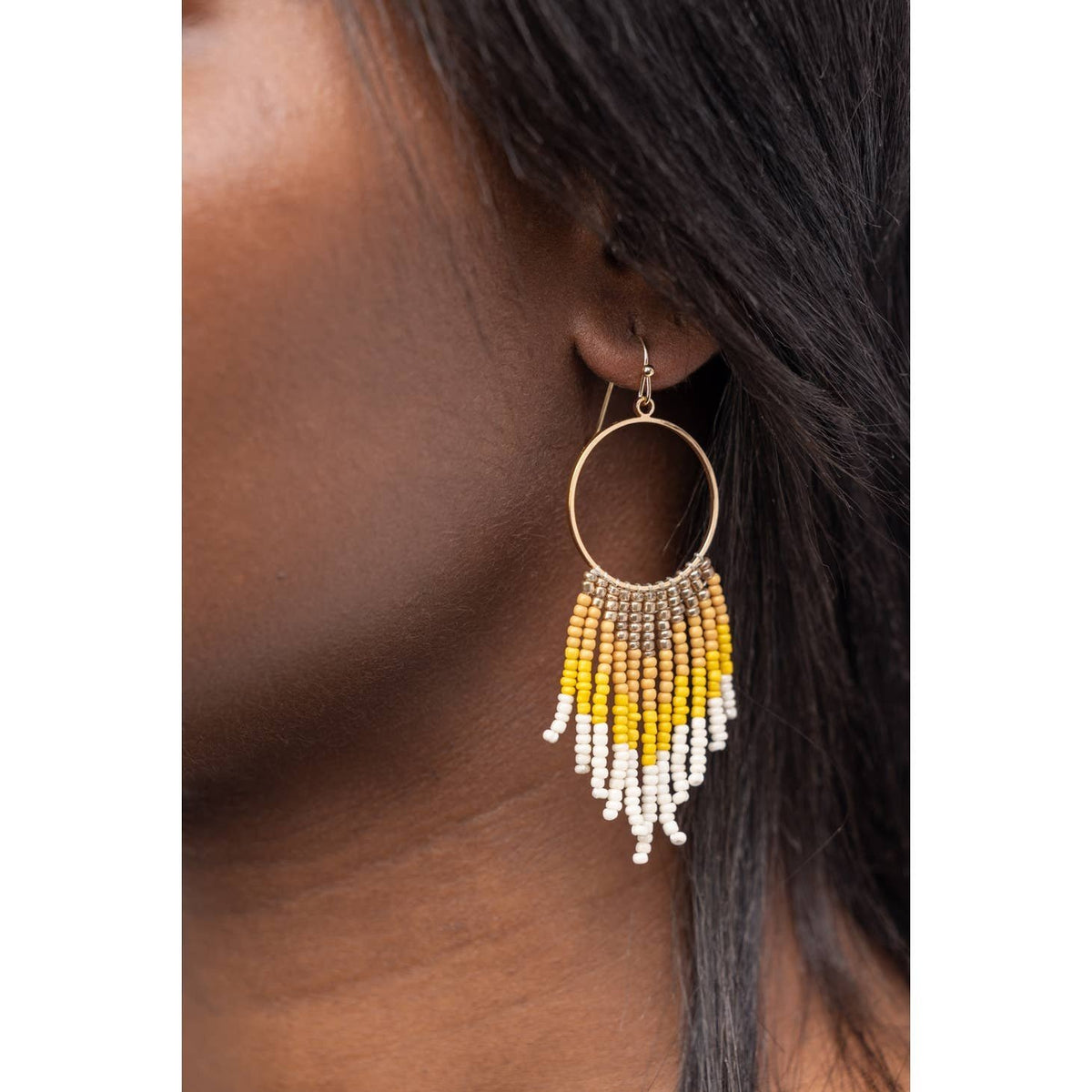 Seed Bead Earrings - Yellow