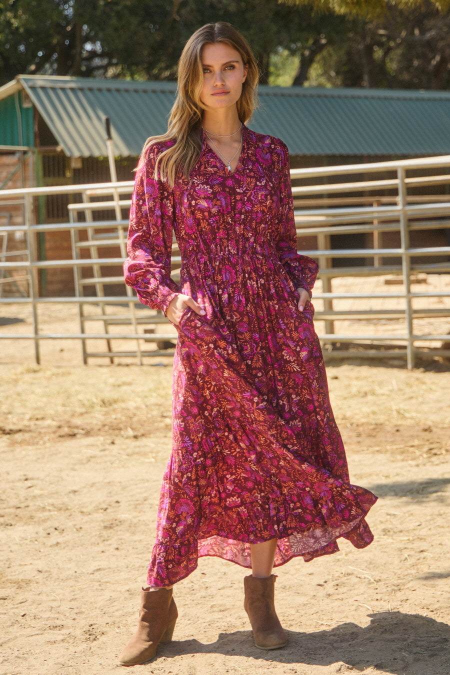 Bohemian Print Tired Maxi Dress — alternate view 4