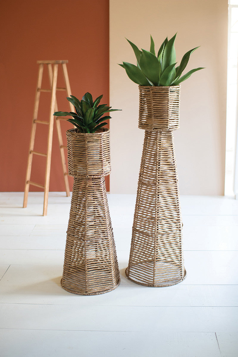 Seagrass and Iron Planter Tower- Large