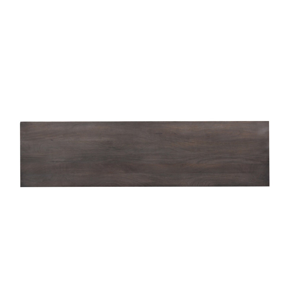 Dark espresso wood grain texture on a rectangular tabletop surface.