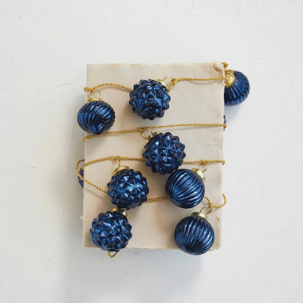Embossed Mercury Glass Ornaments - Blue — alternate view 2