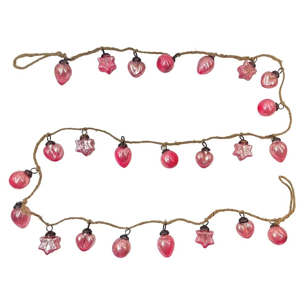 Pink Embossed Recycled Mercury Glass Ornament