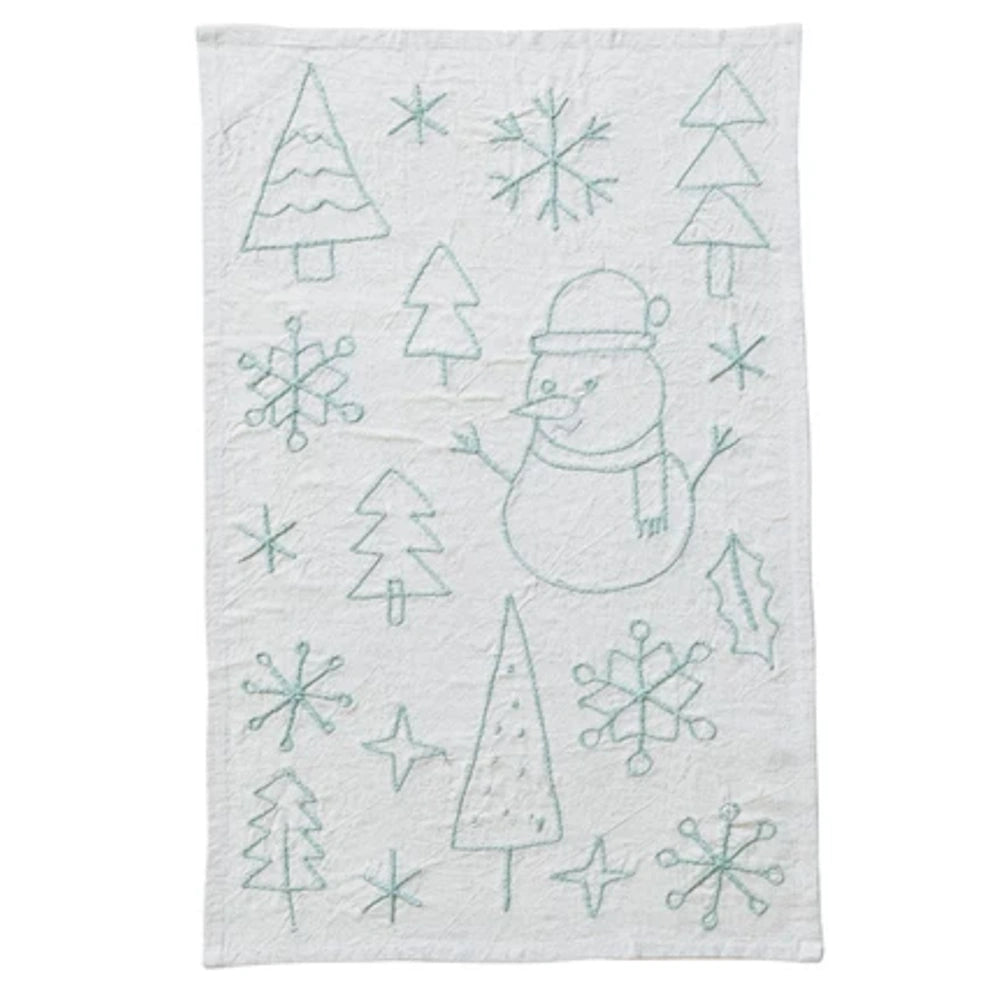 Embroidered Woven Cotton & Linen Tea Towel — alternate view 2