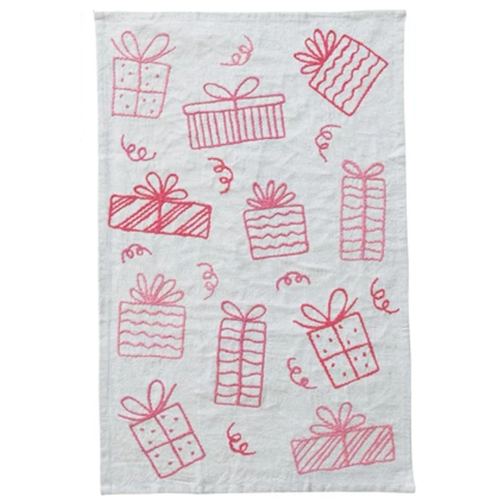 Embroidered Woven Cotton & Linen Tea Towel — alternate view 3