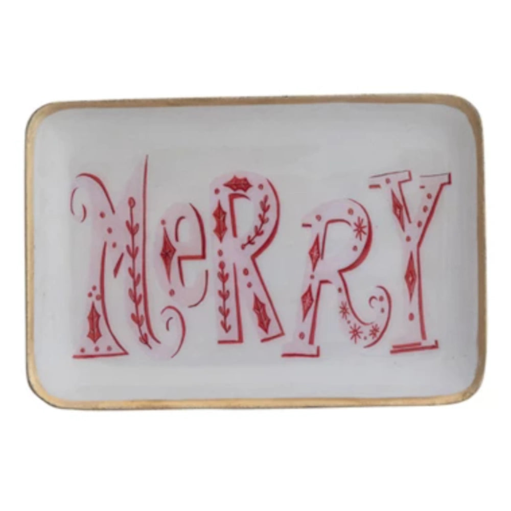 Enameled Metal Tray with Holiday Saying — alternate view 3