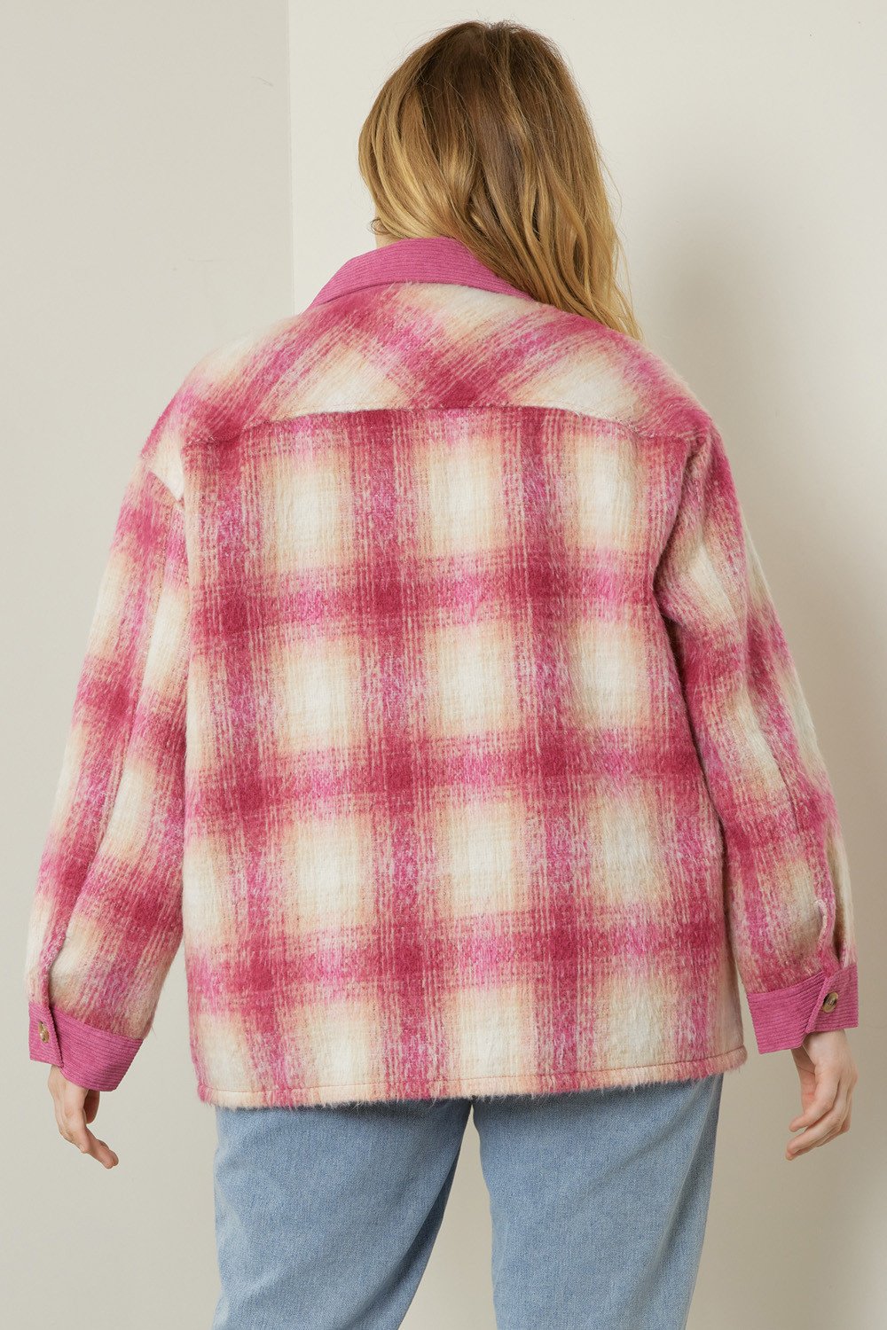 Plaid Collared Button Up Jacket — alternate view 4