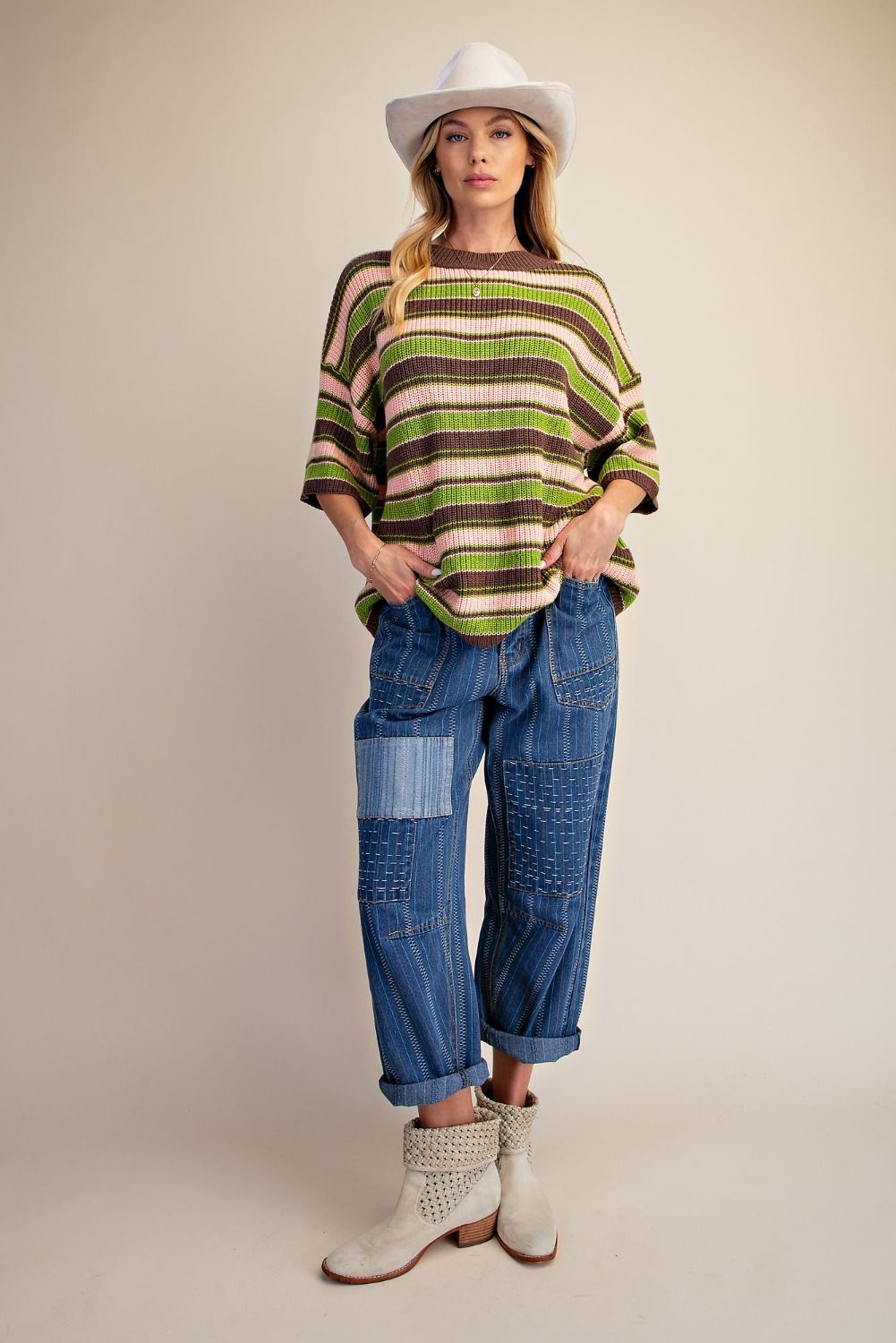 Striped Knit Sweater Top — alternate view 2