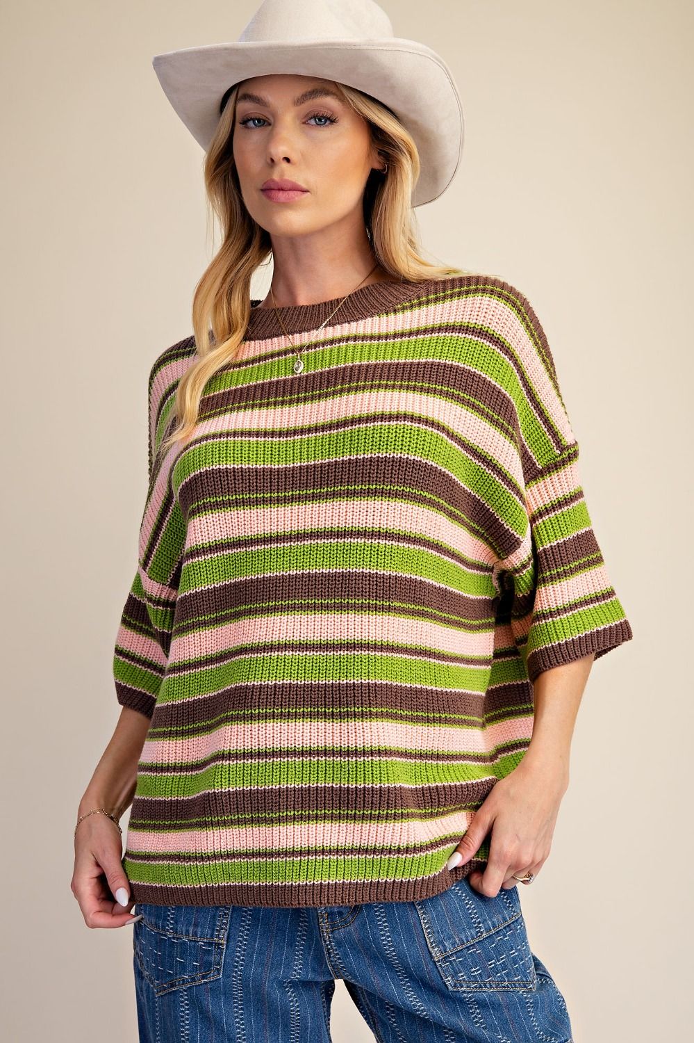 Striped Knit Sweater Top — alternate view 3