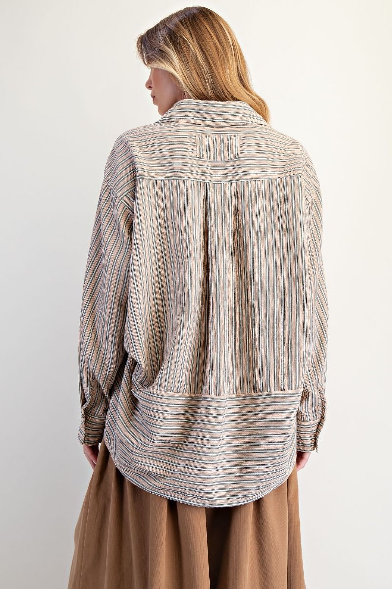 Stripe Botton Down Oversized Shirt — alternate view 4