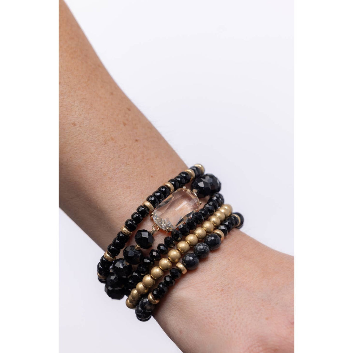 Crystal Beaded Bracelet - Black