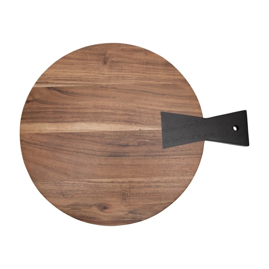 Two-Tone Acacia Wood Cheese/Cutting Board with Black Tail Joint Handle — alternate view 2