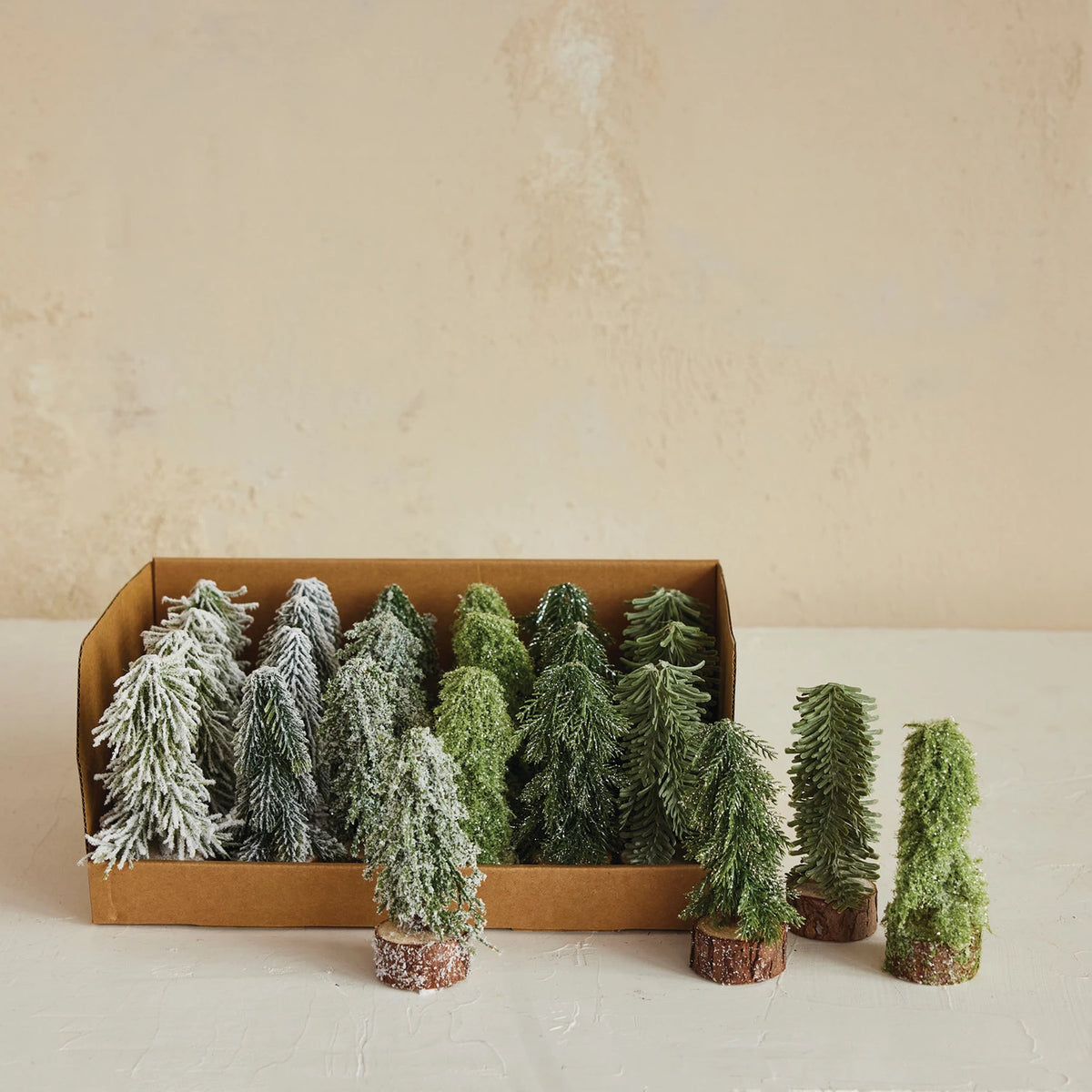 Faux Evergreen Tree with Wood Base — alternate view 2