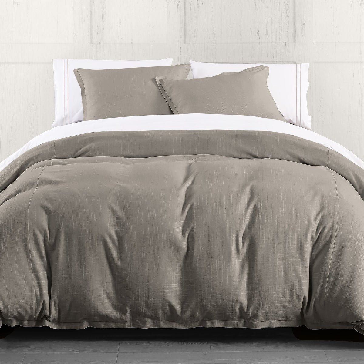Hera Linen Duvet, Taupe- Queen — alternate view 2