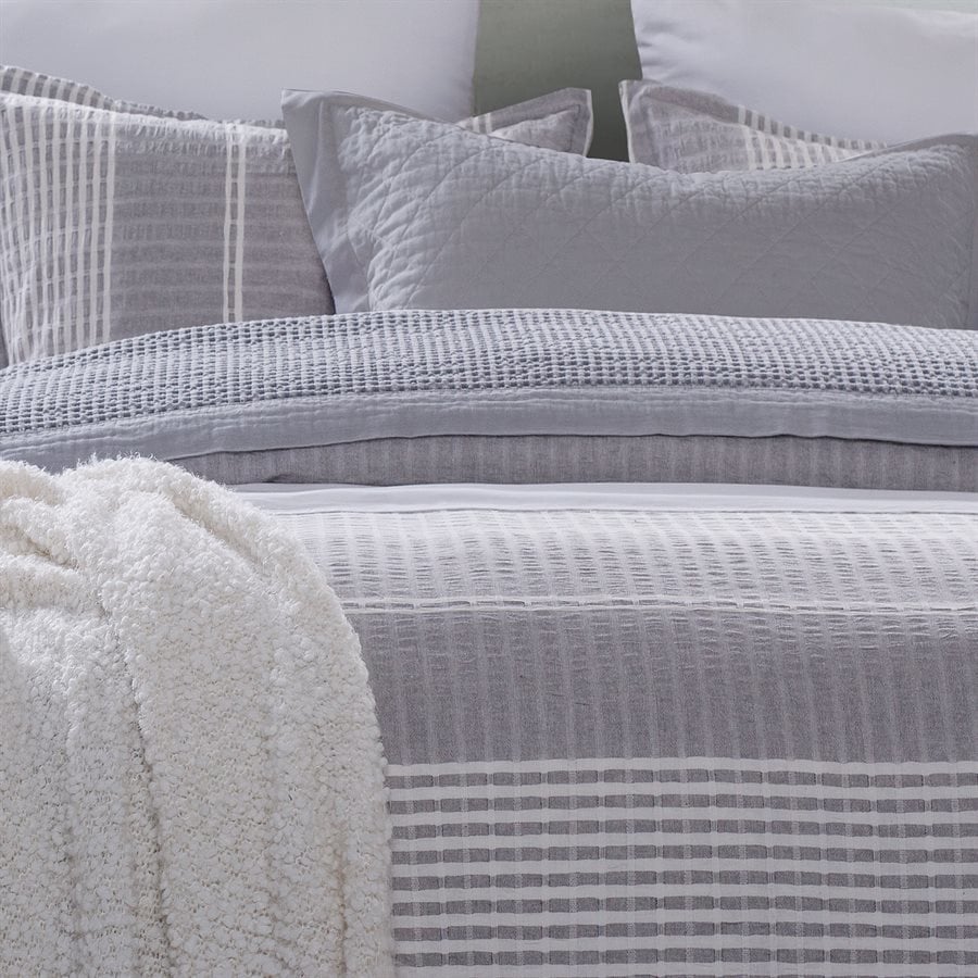 Lane Stripe Duvet Set, Gray- Queen — alternate view 3