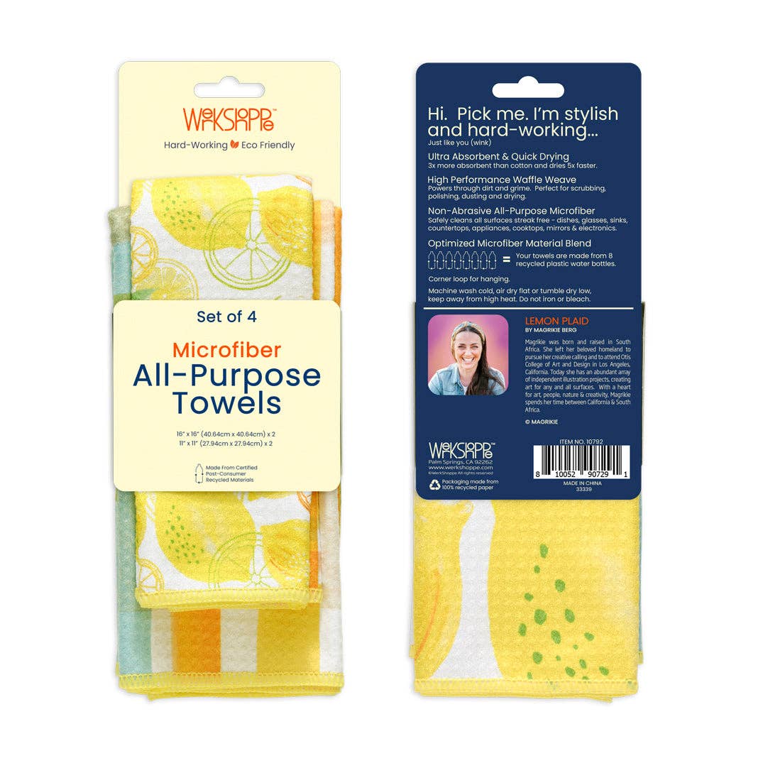 Lemon Plaid Microfiber Towel Set — alternate view 10