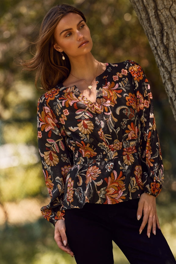 Floral Printed Peplum Style Blouse