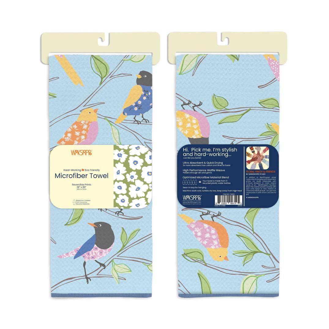 Floral Finch & Friends Microfiber Kitchen Towel — alternate view 2