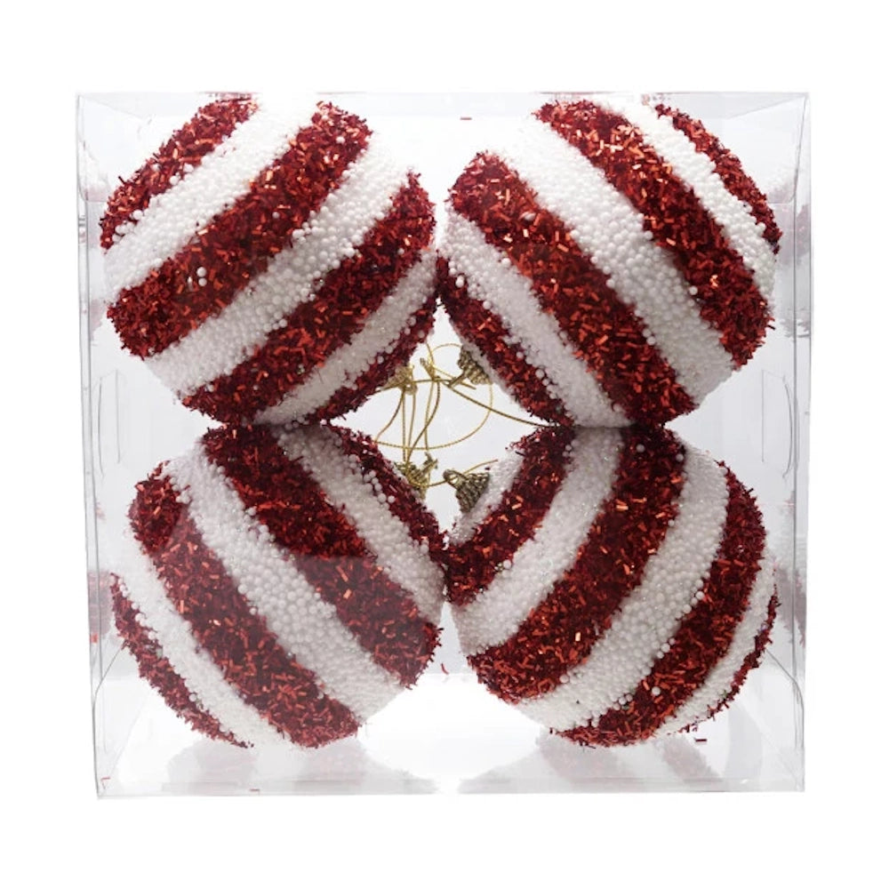Foam Ball Striped Ornaments with Beads & Tinsel — alternate view 3