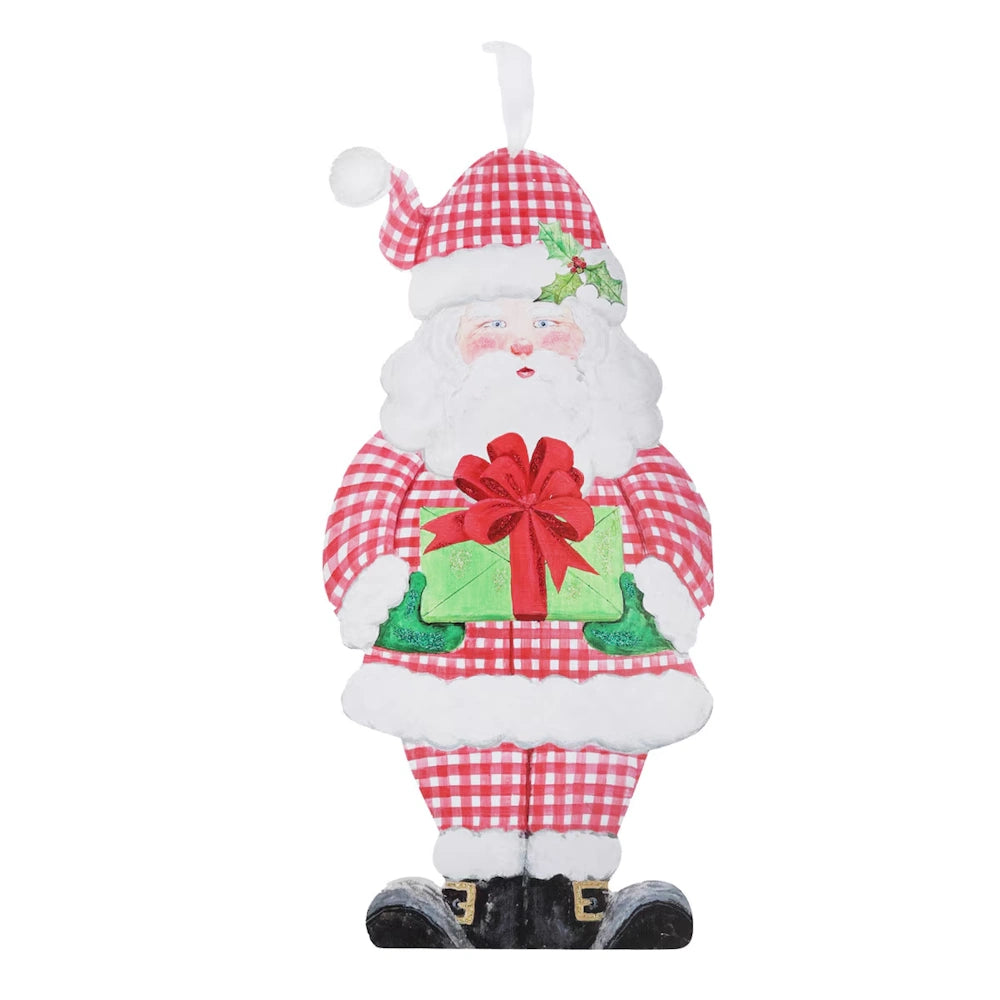 Gingham Santa PVC Door Hanger — alternate view 2