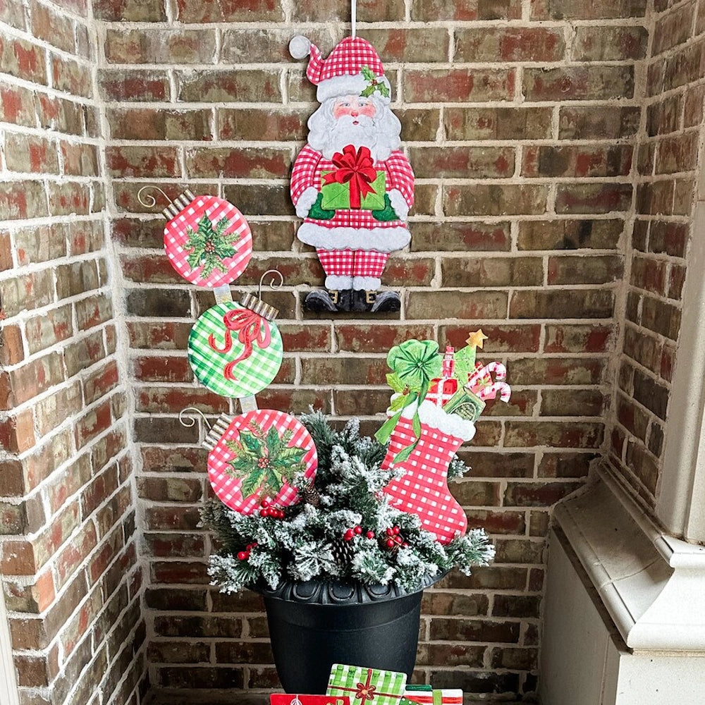 Gingham Santa PVC Door Hanger — alternate view 3
