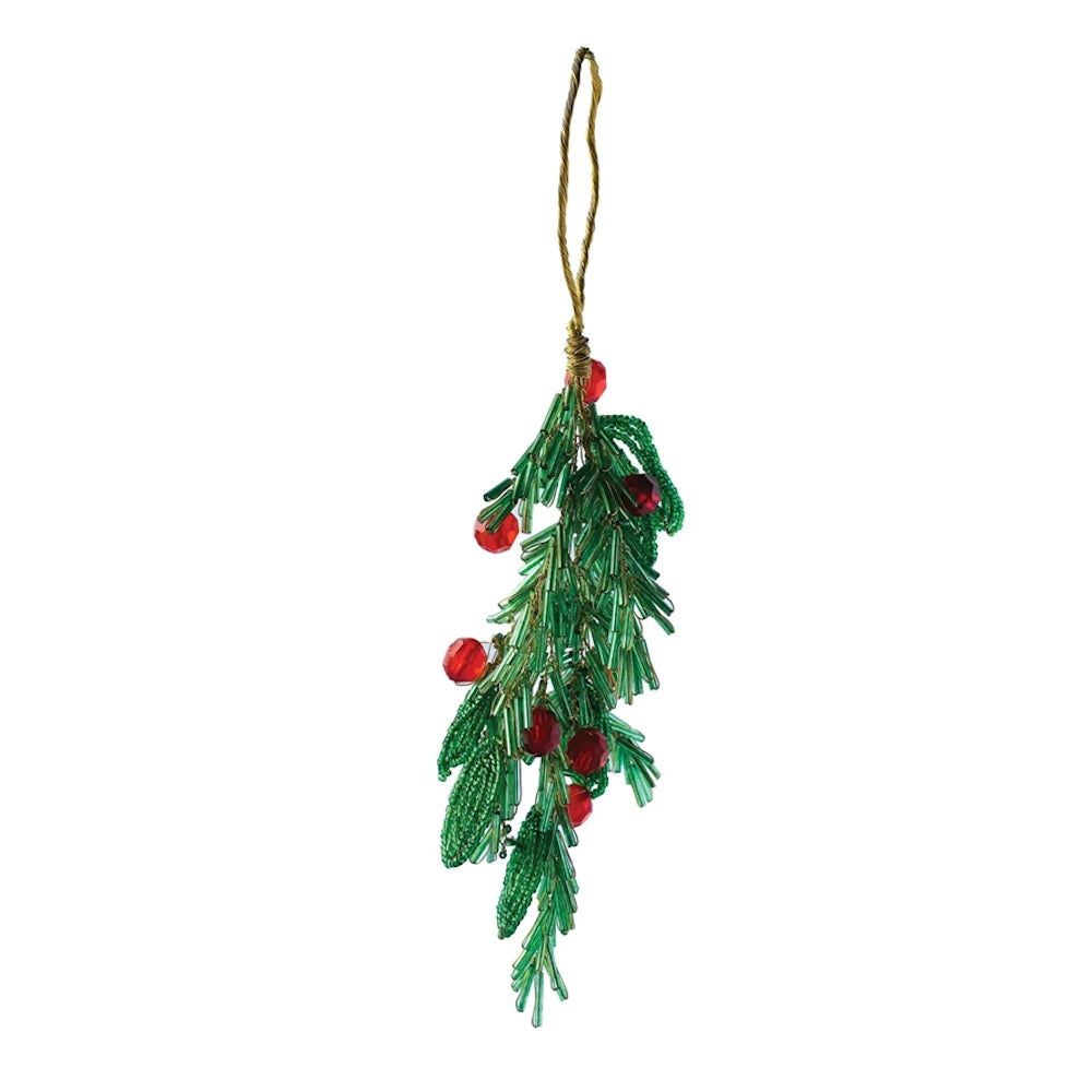 Glass Beaded Metal Hanging Mistletoe & Berries Ornament — alternate view 2
