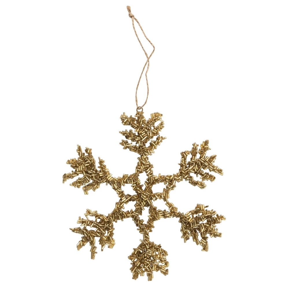 Gold Finish Glass Beaded Metal Snowflake Ornament — alternate view 4