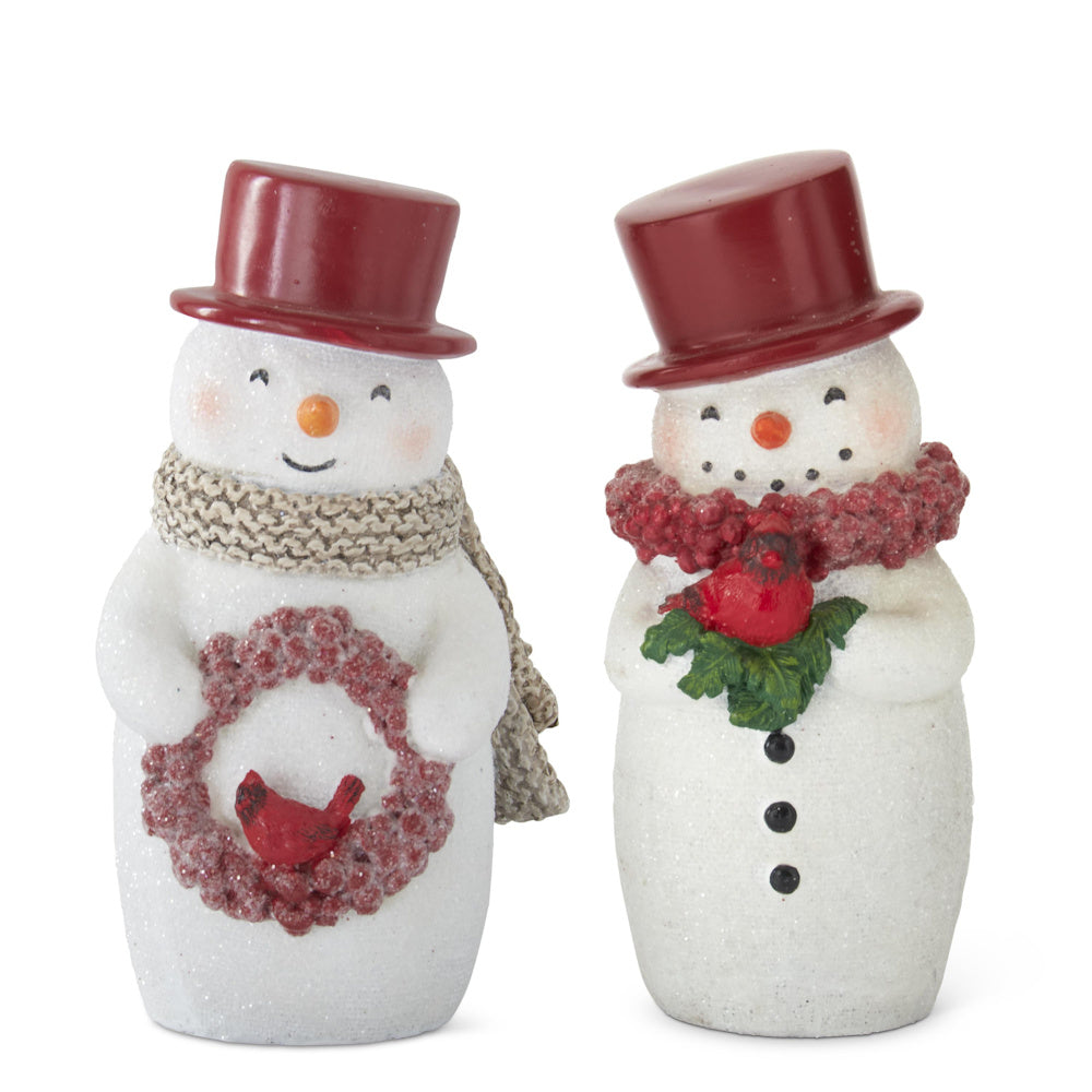 Glittered Snowmen with Red Top Hats