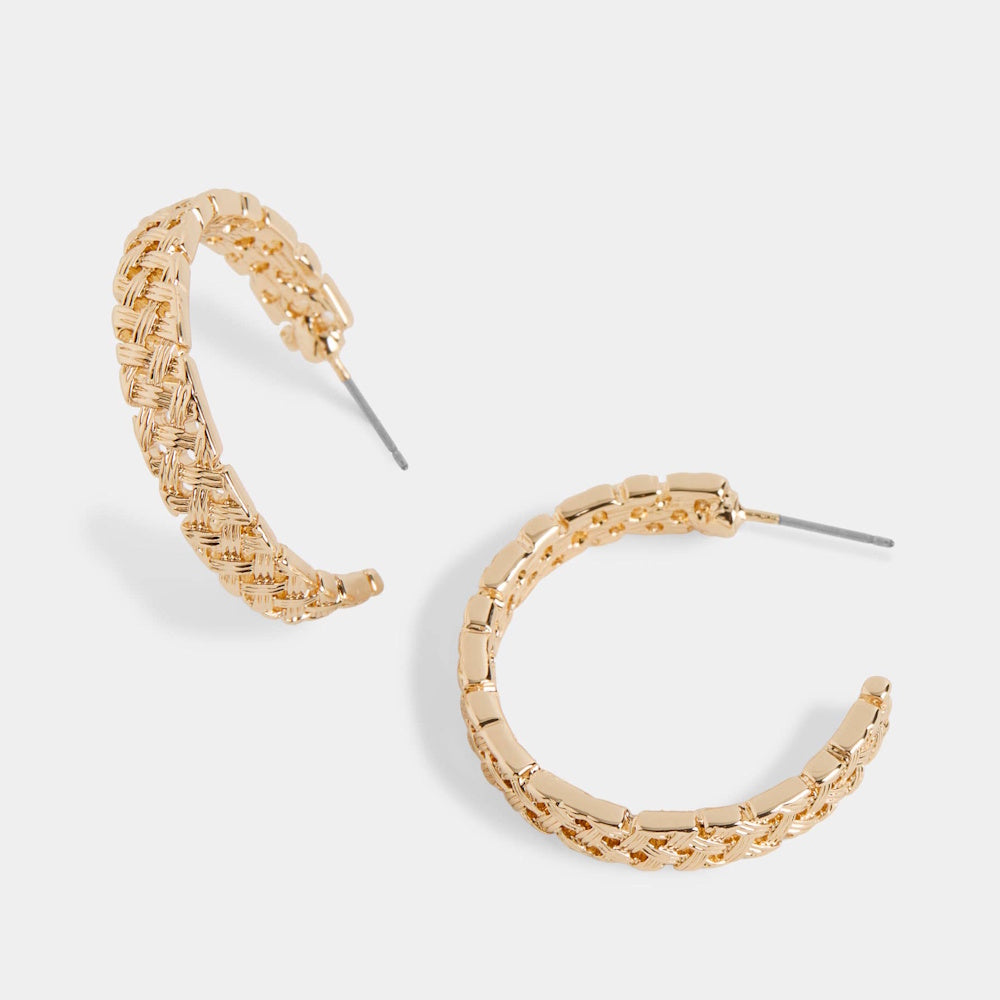 Gold Basket Weave Hoop