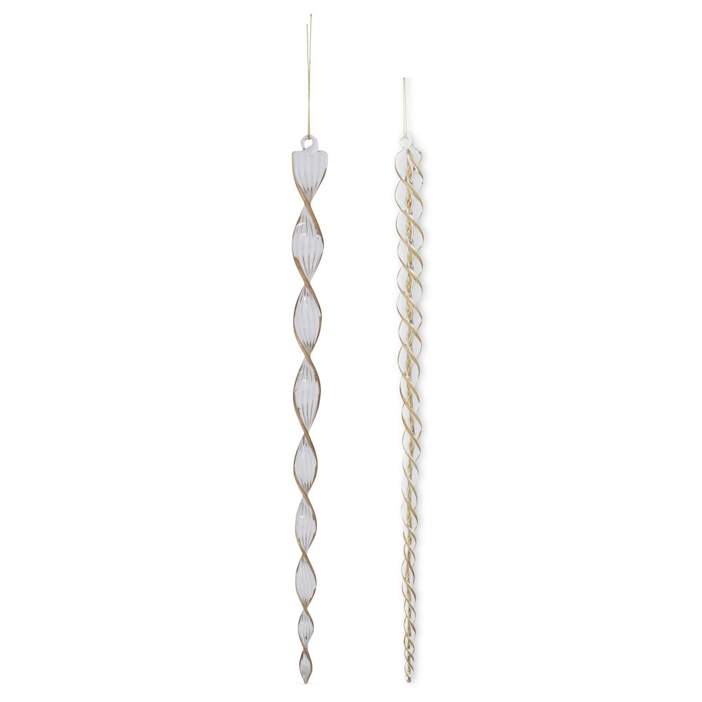 Gold & Clear Glass Flat Spiral Icicle Ornament — alternate view 2