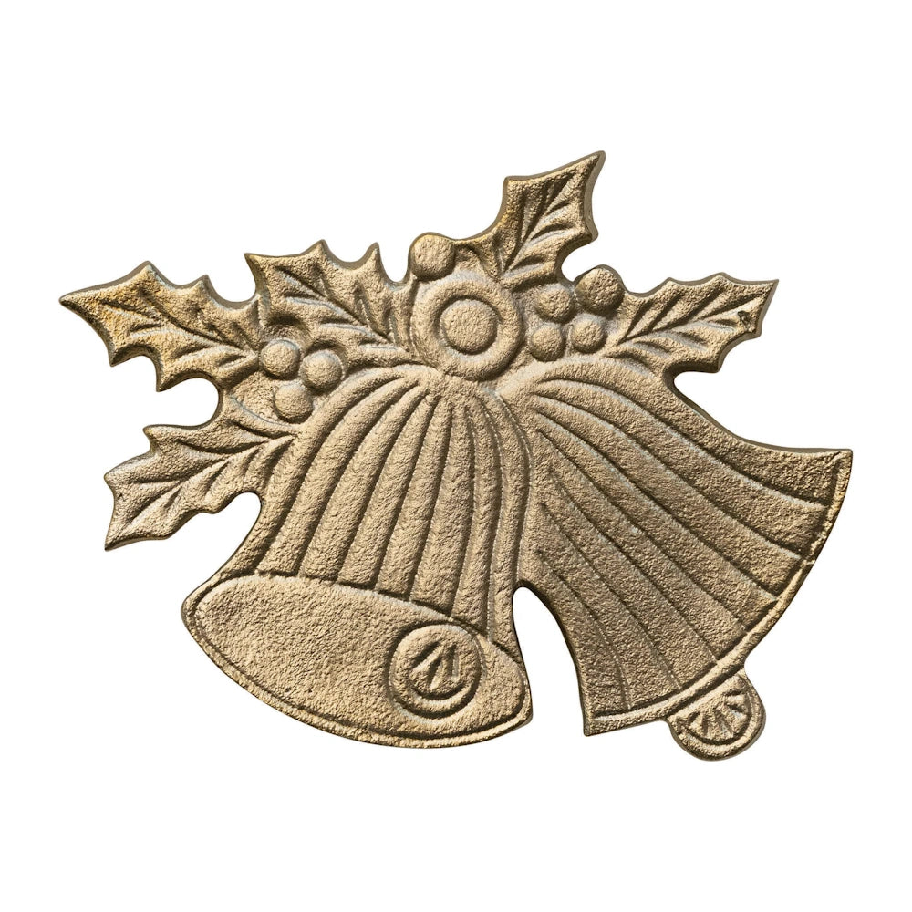 Gold Finish Aluminum Holly & Bell Shaped Trivet