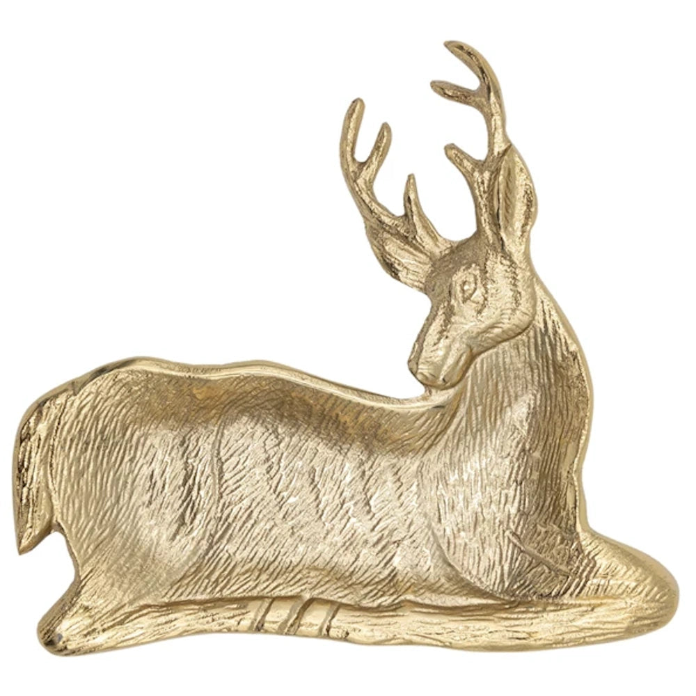 Gold Finish Cast Aluminum Deer Shaped Dish