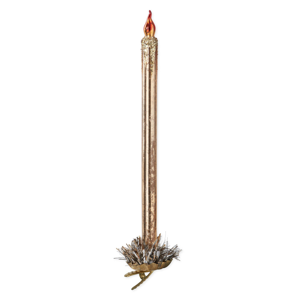 Gold Glass Taper Candle Ornament with Branch Clip — alternate view 2