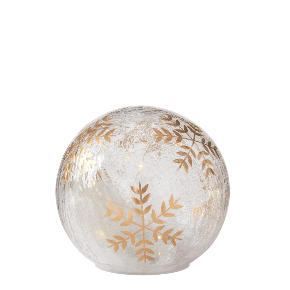 Gold Hand-Painted Snowflake LED Crackled Glass Globes — alternate view 3