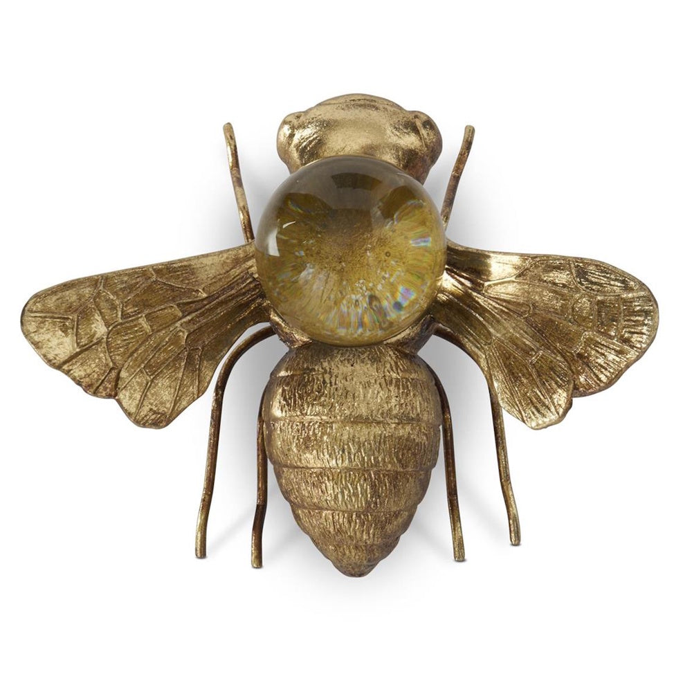 Gold Metal Bee with Glass Globe | Miss Daisy's Home & Decor