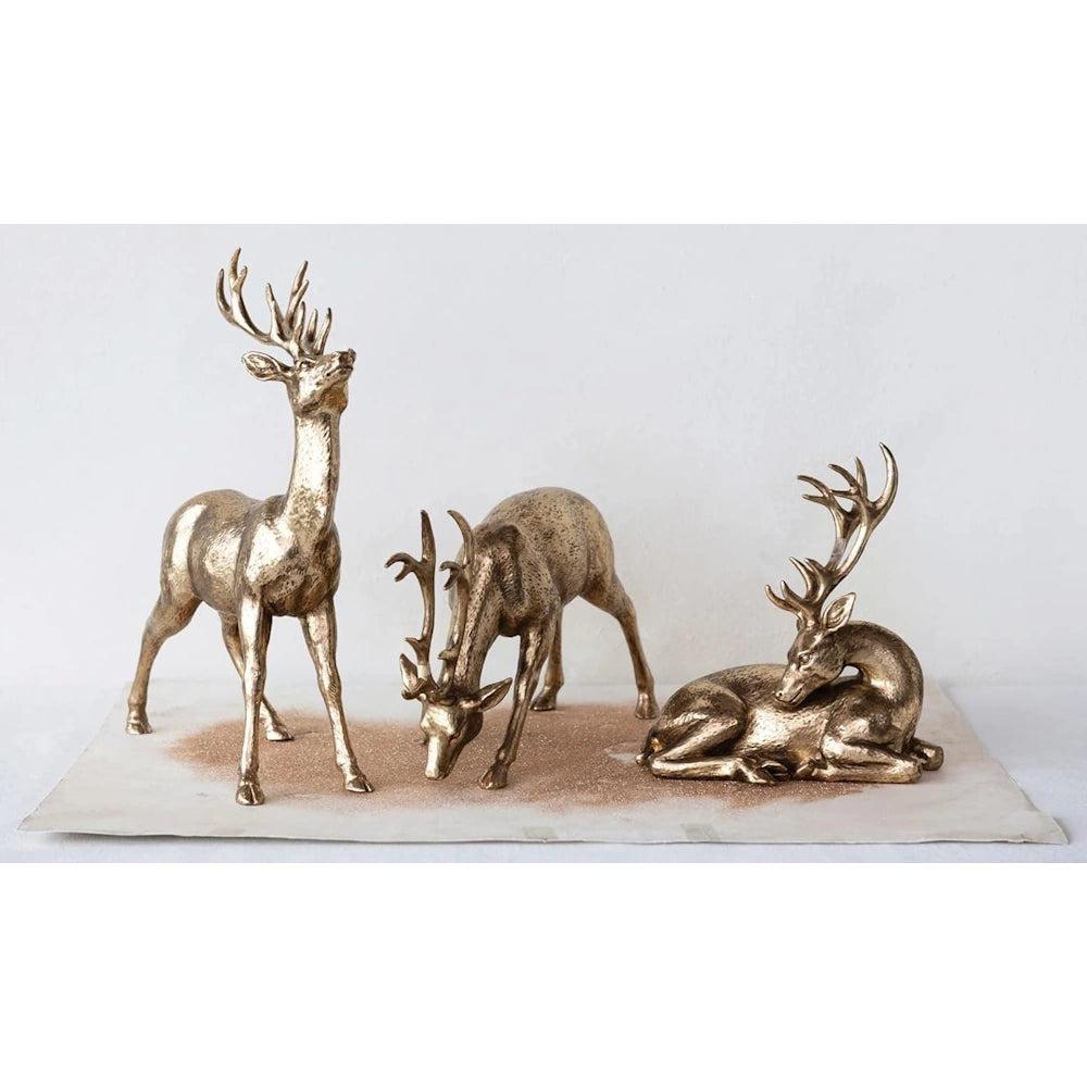 Gold Finish Resin Standing Deer — alternate view 2